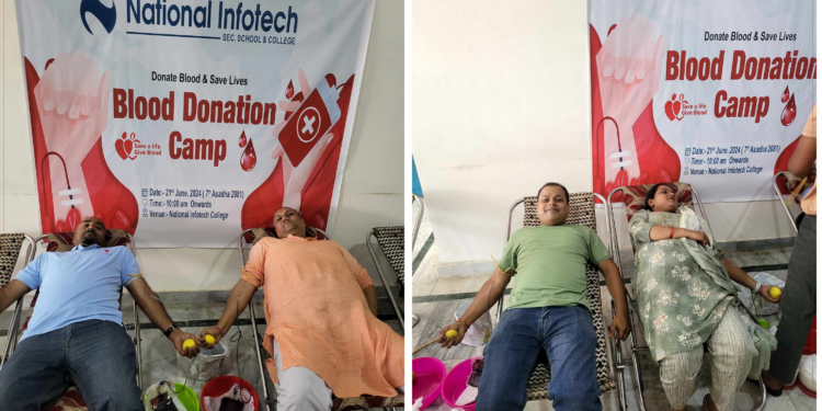 नेशनल इन्फोटेक कलेजमा १० महिला सहित ८१ जनाले गरे रक्तदान
