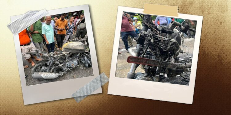 वीरगन्जमा प्रचण्ड गर्मीले मोटरसाईकलमै लाग्यो आगो, आगलागीले दुईवटा मोटरसाईकल नष्ट