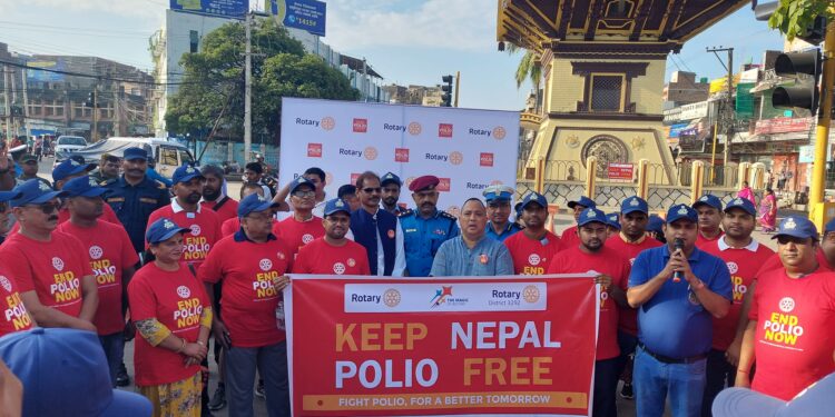 विश्व पोलियो दिवसको अवसरमा वीरगन्जमा जनचेतना -याली तथा मानव साङलो प्रदर्शन