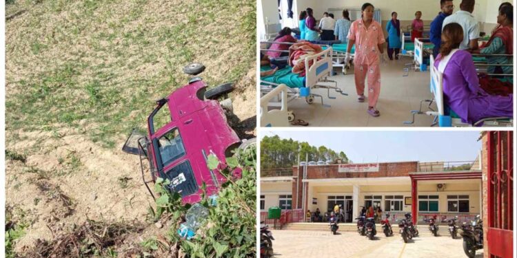 सिन्धुलीमा स्कुल भ्यान दुर्घटना, १७ बालबालिका घाइते, ६ को अवस्था मध्यम