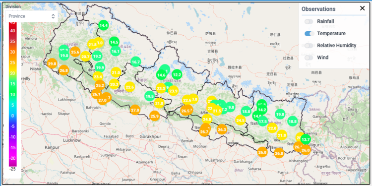 नेपालमा आगामी २४ घण्टाको मौसम पूर्वानुमानः भारी वर्षाको सम्भावना