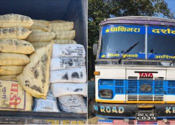 बिल बिजकभन्दा बढी सामान बोकेर गएको ट्रक मकवानपुर प्रहरीको नियन्त्रणमा
