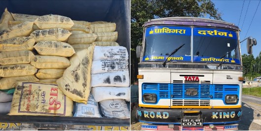 बिल बिजकभन्दा बढी सामान बोकेर गएको ट्रक मकवानपुर प्रहरीको नियन्त्रणमा