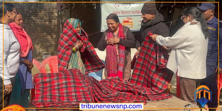 जिराभवानीका १०० वृद्धवृद्धा र असहायलाई न्यानो कम्बल वितरण