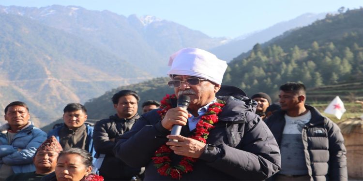 रुकुमबाट प्रचण्डको घोषणा: ‘हिजो विद्रोहको झन्डा उठायौँ, अब समृद्धिको बिगुल फुक्छौँ’