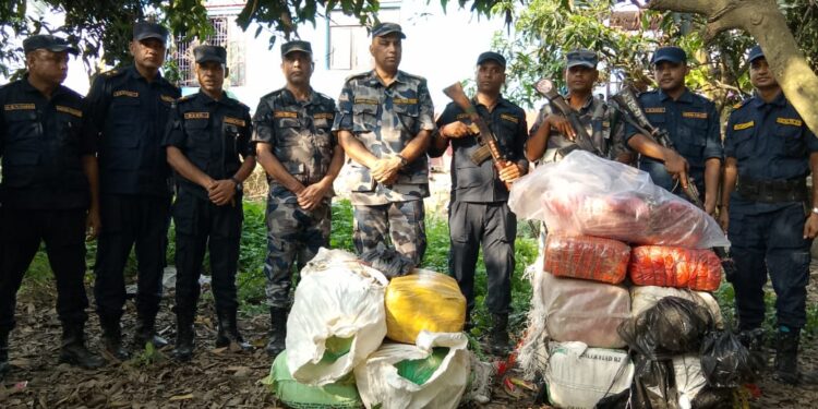 सशस्त्र प्रहरीद्वारा पर्साको ठोरीबाट १५८ केजी गाँजा बरामद