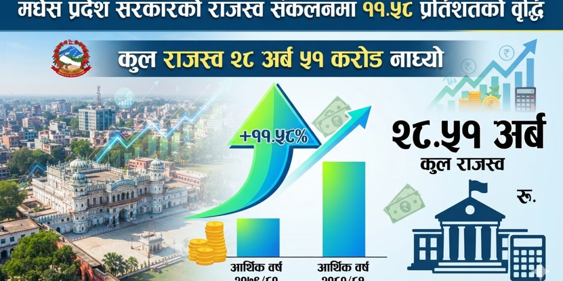 मधेस प्रदेश सरकारको राजस्व संकलनमा ११.५८ प्रतिशतको वृद्धि, कुल राजस्व २८ अर्ब ५१ करोड नाघ्यो