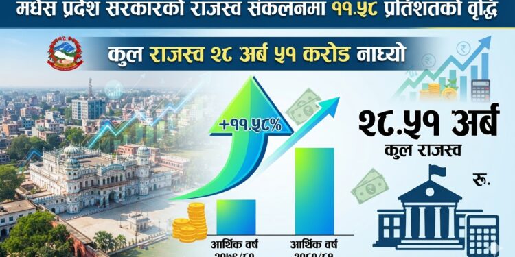 मधेस प्रदेश सरकारको राजस्व संकलनमा ११.५८ प्रतिशतको वृद्धि, कुल राजस्व २८ अर्ब ५१ करोड नाघ्यो