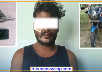 सर्लाहीमा मोटरसाईकल दुर्घटनामा परेका युवक पेस्तोल सहित पक्राउ